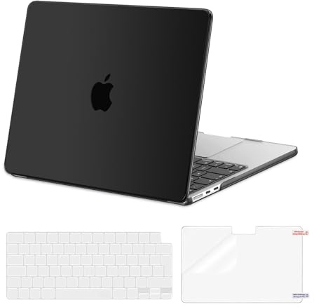 MOSISO Kompatibel mit MacBook Air 13 Zoll Hülle M5 M4 M3 M2 2026-2022 13,6 | Ultradünne, Seidige Haut Hartschale für 13,6 A3449 A3240 A3113 A2681&Tastaturschutz&Displayschutz, Schwarz
