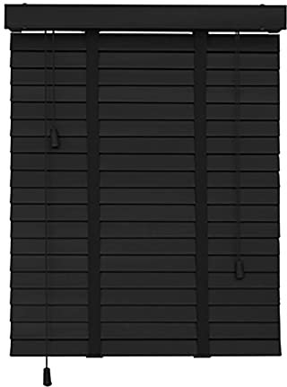 Suwooy Holzjalousie,50mm Lamellen,Schwarze Horizontale Jalousien,Sonnenschutz/Sichtschutzvorhänge,Echtholz Jalousette Für Innen Außen Türen Fenster,Jalousetten Mit Klebeband,W×H-110x120cm/43x47in