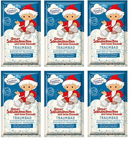 6er Pack Dresdner Essenz Pflegebad Sandmännchen Lavendel-Blaubeer-Duft 6 x 60 g Badezusatz vegan