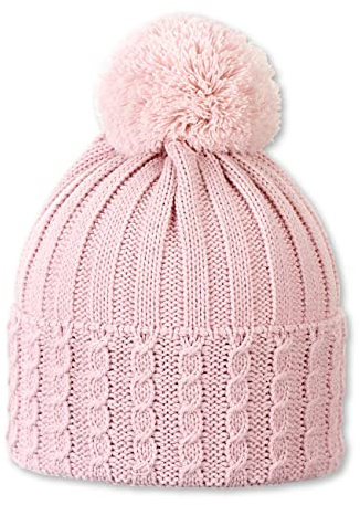 Sterntaler Baby - Mädchen Mütze Baby Bommelstrickmütze Rippe, Rosa, 53