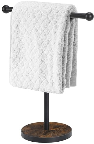 YINMIT Hand Towel Stand, T-Shape Height 15” Wood Countertop Towel Holder Stand, Hand Towel Rack with Heavy Base for Bathroom Kitchen Countertop Vanity