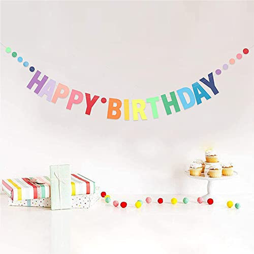 Happy Birthday Banner Pre-Strung with Colorful Dot Decoration Garland First Baby Shower Rainbow Red Party Supplies Cute Paper Flag Gold Letters Eco Reusable 24PCS for Adult,Kids,Girl,Women
