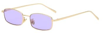 WDZAYXC Occhiali da sole rettangolari classici retrò sottili montatura in metallo occhiali vintage rettangolo color caramella occhiali da sole