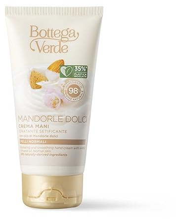 Bottega Verde - Süße Mandel-Handcreme, 75 ml, feuchtigkeitsspendend und geschmeidig, mit Mandelöl, pflegende Behandlung für normale Haut