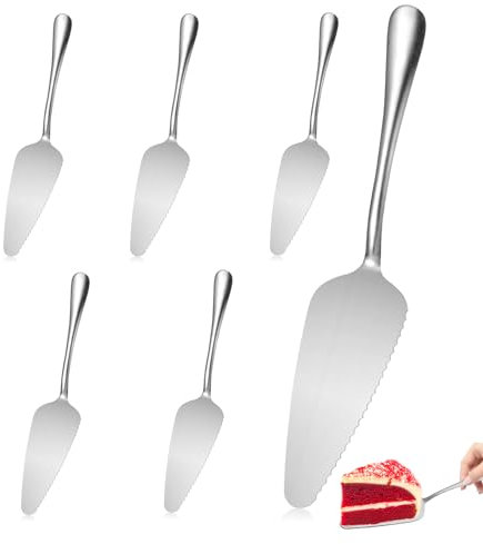 MisFun 6 Pezzi Pala Torta, Paletta Torta in Acciaio Inox, Server per Torta, Server per Torta Seghettato, Paletta per Torta, Torta Paletta per Dolci, Cake Server, per Cucine, Ristoranti, Feste