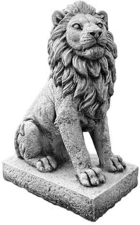 FABRIQ Statuetta da giardino a forma di leone, in plastica, resistente alle intemperie, piegata e lavorata a mano, massiccia, 36 cm, 11 kg