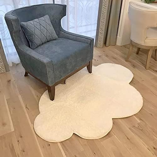 Volu Teppiche Für Kinder, Wolkenform, Baby-Krabbelteppich, Teppich Für Den Außen- Und Innenbereich, Plüsch, Weiche, rutschfeste Kinderzimmer-Dekorationsteppiche,Weiß,120×160CM,Hilarious123