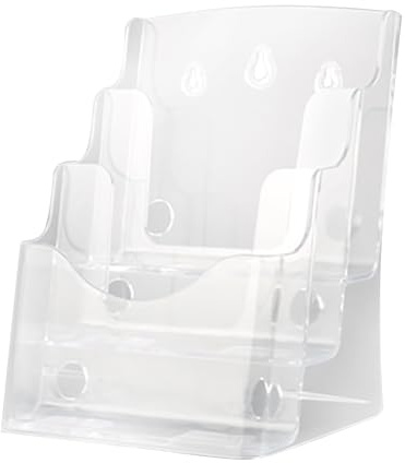 Fiauli Prospektständer mit 3 Fächern, Acryl-Tischbroschürenständer, optionale Wandmontage, Dokumentenständer, Zeitschriftenhalter für Wand oder Schreibtisch, A4