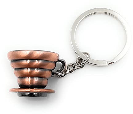 Onwomania Filtre à café, filtre à café, porte-clés en métal, porte-bonheur, dans une boîte cadeau en aluminium, idéal pour offrir