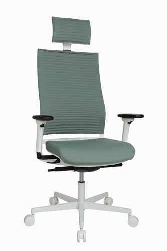TOPSTAR Sitness Life 80, ergonomischer High-Class Schreibtischstuhl, Bürostuhl Weiß, grüngrau