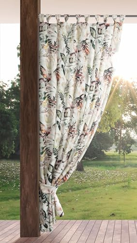 Eurofirany Garden Outdoorvorhäng mit Schlaufenschal- 1 STK. Abnehmbaren Schlaufen, Sonnenschutz Sichtschutz Winddicht Wasserdicht Vorhäng für Pavillon Terrasse Pergola, 155x200 cm, Grau Aufdruck