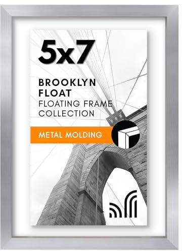 Americanflat 5x7 Floating Picture Frame - Metal - Silver
