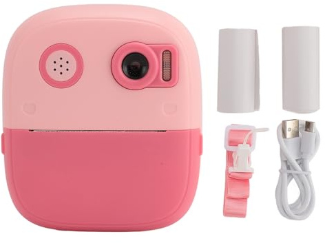 Yusat Fotocamera a Stampa Istantanea per Bambini Schermo IPS HD da 2,4 Pollici 1080P Doppia Lente Zoom Digitale 8X Autofocus Macchina Fotografica Istantanea Giocattolo per (Rosa)