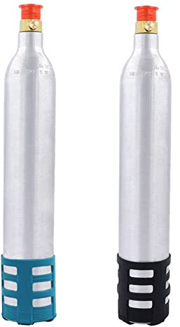 dissot 2PCS 0.6L Soda Maker Refillable Soda CO2 Cylinder Accessory for Soda Machines,Black+Blue+Silver