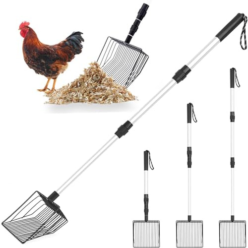 Pala para excavar pollos, accesorio para gallinero, pala de pollo ajustable 3 en 1 para la limpieza, herramientas de limpieza de gallinero, pala colador para separación de gallinero