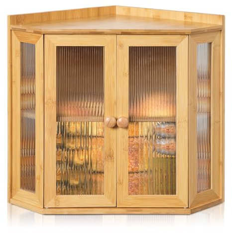 Portapane in Bambù a 2 Livelli, Grande Dimensione, Facile da Montare, Porta Pane in Legno, Ideale per l'Angolo del Piano della Cucina.