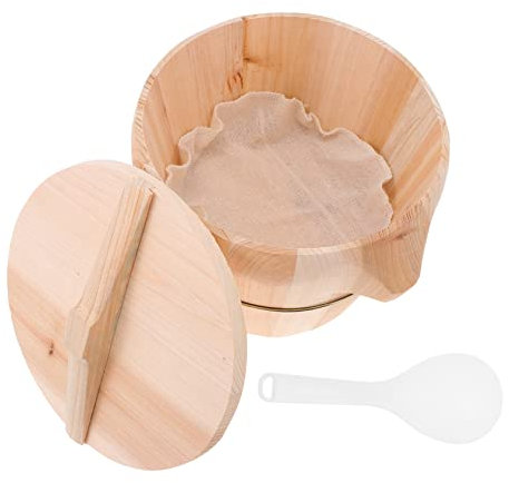 PHENOFICE Secchiello in Legno Per Cottura Vapore Del Riso Con Manico Antiscottatura Steamer Naturale Per Cucina Casalinga Facile Da Pulire e Resistente Al Calore