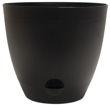 XPJYUA Vasi per Fiori Vaso da Fiori in Resina Nera da 11 Pollici con Funzione di autoirrigazione Che Consente l'irrigazione dal Basso Verso l'Alto con Fori di drenaggio per Interno Soggiorno