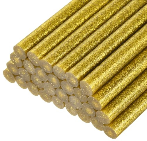 QUARKZMAN 30 Pièces Bâtons de Colle Chaude pour Pistolet, 11mm x 100mm Recharge Universelle pour Pistolet à Colle pour Bricolage, Artisanat, Réparations, Décoration, Paillette Or