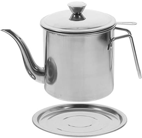 KICHOUSE Olla De Aceite Inoxidable 304 Recipiente Cocina Con Colador Resistente a Altas Temperaturas Para Uso Doméstico
