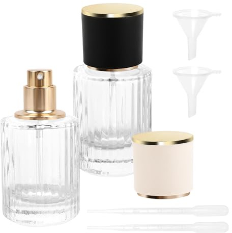 Tikplus Parfümzerstäuber, 2 Stück Parfüm Abfüller Glas, Nachfüllbar Parfüm Flaschen, 30ml Zerstäuber Leere Sprühflasche, Tragbare Atomizer für Frauen Mädchen Unterwegs Datum