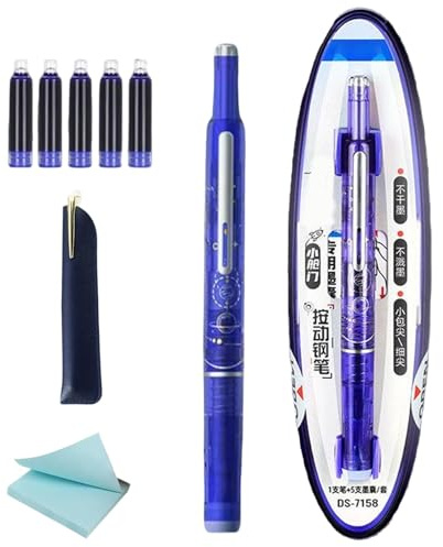 Stylo de fontaine rechargeable - stylos d'écriture à encre rechargeables | ClickTech Fountain Ballpoint | Smooth Nib No Fuffing Calligraphy Tool pour esquisser le texte de lettrage des graffitis