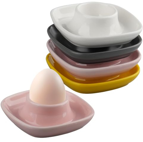 hocadon Set di 4 Portauovo in Ceramica Porta Uova in Porcellana Portauovo con Base Colorati Ceramica Portauova per Cucine, Ristoranti, Feste