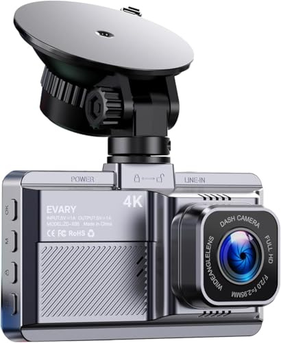 Dash Cam Anteriore e Posteriore 4K GPS 5Ghz WiFi 64GB SD Monitoraggio Parcheggio/170°/Ventosa 360°/Visione Notturna