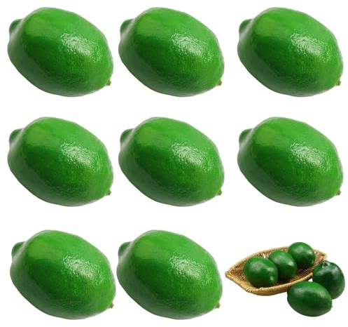 8 Stücke Kunstpflanze Künstliche Zitrone Gefälschte Frucht Plastiknahrung Zimmer Deko Aesthetic für Haushaus Küche Party Christmas Dekoration Festival Display Hängepflanze Lebensecht (Grün)