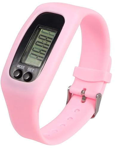 Angoily Reloj Deportivo Contador De Pasos Podómetro para Hombres y Mujeres, Diseño De Silicona Ajustable, Función Inteligente para Correr y Caminar, Uso Deportivo y Senderismo, Color Rosa
