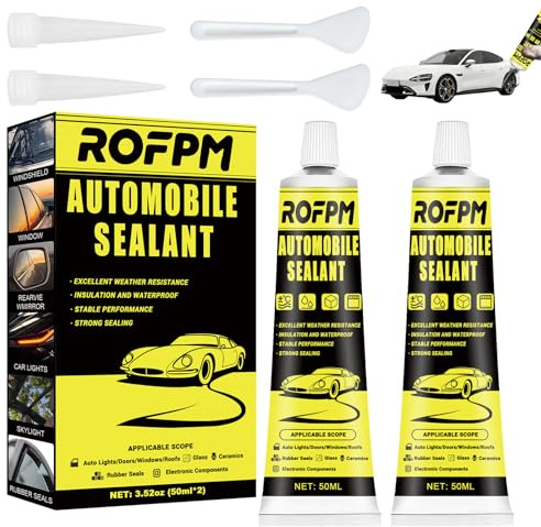 ROFPM 2PCS Karosseriekleber Schwarz, Silikon Scheibenkleber Auto, Stark Karosseriedichtmasse, Auspuff Dichtmasse, Spachtelmasse Auto, HitzebestäNdig, Wasserdicht, für Windschutzscheiben, Scheinwerfer