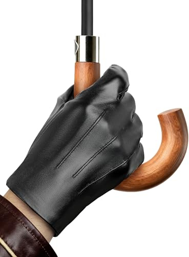 MELLIEX Gants Cuir Véritable Homme, Écran Tactile Gants en Cuir avec Doublé Cachemire Gant Mode Coupe-vent pour l'extérieur Conduite