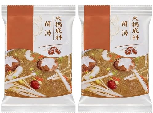 Base de Soupe Hot Pot Authentique, Choix de 4 Soupes, Épicée, Aux Champignons, à la Tomate, Bouillon Instantané Entièrement Naturel pour Fondue Chinoise, Nouilles, Ramen et Cuisine(Mushroom soup)