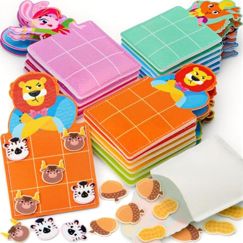 Toyssa 16 Stück Tic Tac Toe Party Mitgebsel Kindergeburtstag Gastgeschenke, Tic Tac Mini Spiele für Kinder Give Aways Mitbringsel Kindergeburtstag für Kinder Jungen Mädchen (Waldtiere)