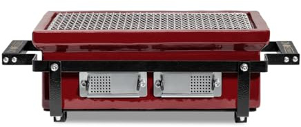 Kamado Bono HIBACHI EVO Tischgrill Keramik Royal Red – Rechteckiger Mini Grill 40x22 cm, Japanischer Holzkohlegrill, Kompakt für Tisch & Outdoor