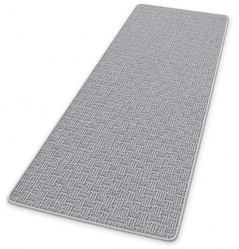 Floordirekt Teppichläufer Monaco Grau 80x200 cm - Läufer für Küche, Flur & Wohnraum - Feinschlingen Teppich - rutschfest & antistatisch - Küchenläufer Flurteppich Flurläufer