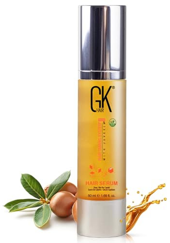 GK Hair Sérum Cheveux 50ml | Kératine & Huile d’Argan Bio | Anti-Frisottis, Réparation, Brillance, Protection Thermique | Pour Cheveux Secs, Fins, Abîmés, Bouclés, Lissés, Colorés