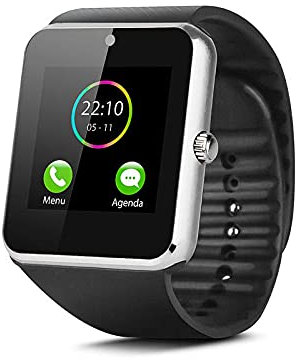 Shop Story - Orologio connesso smartwatch, compatibile con tutti gli smartphone Android e iPhone, versione argento