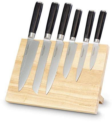 Echtwerk Bloque de Cuchillos Damascos magnéticos, Tabla de cuchillos para cocinar, 7 piezas
