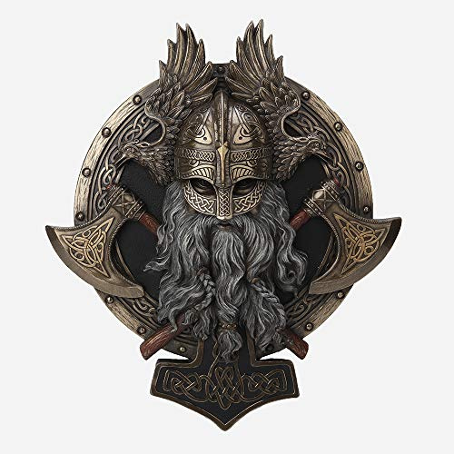 Veronese Design Placa de Pared vikinga de 10 5/8 Pulgadas, Escultura de Valhalla, Resina bronceada fundida en frío