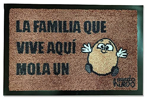 Felpudo Original | La Familia Que Vive aquí Mola un Huevo | Material Sintético | 60x40 cm | Regalo Hogar Navidad