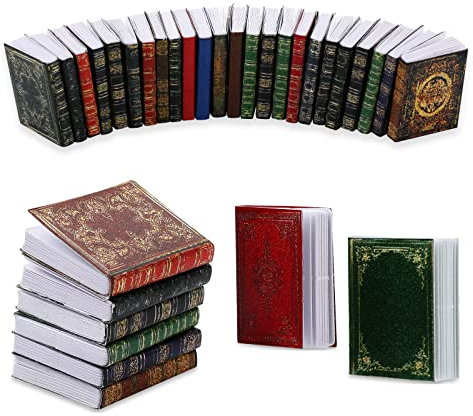 Molain Miniatures Dollhouse Books, Mini Books Dollhouse Accessories 1:12 Miniatures Books Dollhouse Decoration Accessories for Study Room Bedroom Library (24 Pcs)