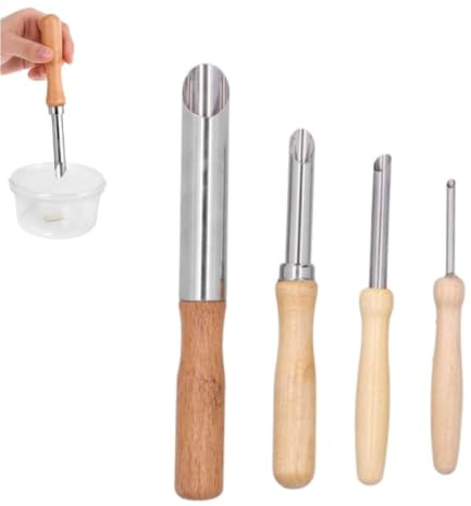 4 Stück Edelstahl Lochschneider Mit Holzgriff, Töpferwerkzeuge Rundloch-Tonschneider Tonkeramik-Werkzeuge Ton-Lochschneider Limonade Cup Deckel Loch Puncher Für Ton Keramik Skulptur DIY