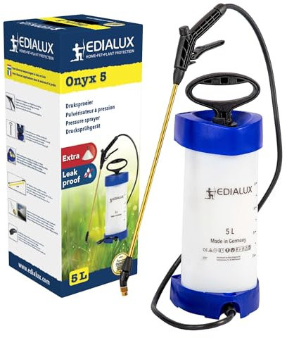 Edialux Pulvérisateur à Pression 5L pour Jardin, pelouse et désinfection, pulvérisateur à Dos 5L Multi-Usage pour herbicides, Eau de Javel, vinaigre et Soda, pulvérisateur résistant aux Produits