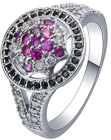 Aotiwe Ring Verlobung, Freundschaftsringe Beste Freundin Rund Hohl Silber mit Rundschliff Zirkonia Größe 52 (16.6)