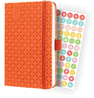 SIGEL J4118 Wochenkalender Jolie 2024, ca. A6, orange, Hardcover, Gummiband, Stiftschlaufe, Einstecktasche, 174 Seiten, aus nachhaltigem Papier, Terminplaner