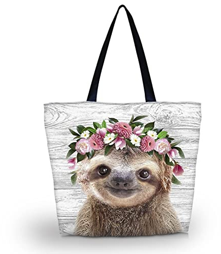 AOKSUNOVA Einkaufstasche Faltbar Stofftasche mit Reißverschluss | Bedruckte Faltbare Einkaufstasche mit Reißverschluss,Viel Stauraum und Praktischer Stoffbeutel für Alltag,Reise und Einkauf