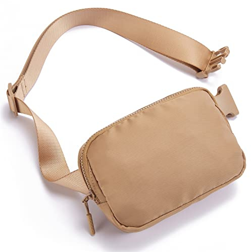 Telena Bauchtasche Damen Gürteltasche Herren, Sport Mode Hüfttaschen Frauen Brustbeutel Umhängetasche Crossbody Bag mit verstellbarem Riemen,Hellbraun