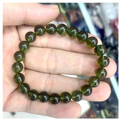Moldavit Beads Naturlig Ädelsten Smycken Armband for Män for Kvinnor for Gåva Partihandel!,897wwpnnmft (Color : Green, Size : 6mm beads)