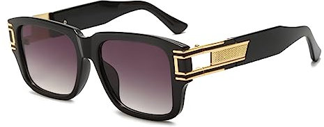 Long Keeper Retro Sonnenbrille Eckig für Herren Damen Klassisch Sonnenbrille Quadratisch Vintage Brille Goldener Rahmen mit UV400 Schutz, 53MM